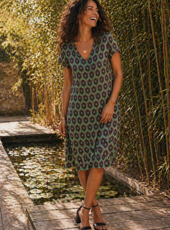 MAC02R - Robe Imprimée Mancheron