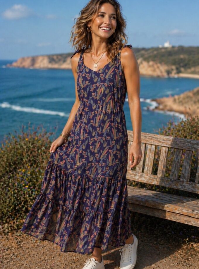 OPE01R - Robe Imprimé Bretelle