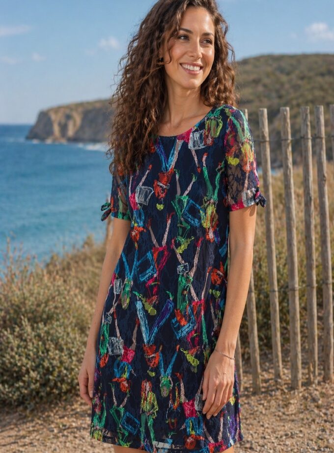 NAV06R - Robe Imprimée Manche Courte