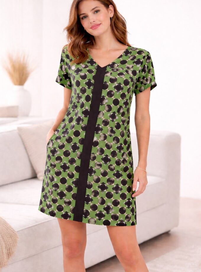 ANA04R - Robe Unie Manche Courte